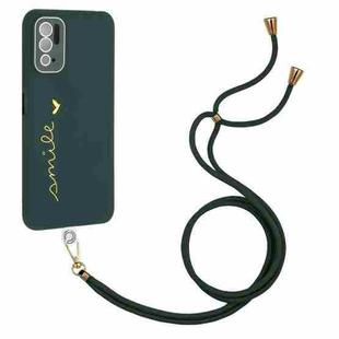 For Xiaomi Redmi Note 10 5G / 10T 5G / Poco M3 Pro / Poco M3 Pro 5G Gilding Line TPU Phone Case with Strap(Dark Green)