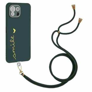 For Xiaomi Mi 11 Lite 5G / 4G Gilding Line TPU Phone Case with Strap(Dark Green)