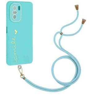 For Xiaomi Poco F3 / Mi 11i/11X/11X Pro / Redmi K40/K40 Pro Gilding Line TPU Phone Case with Strap(Light Blue)