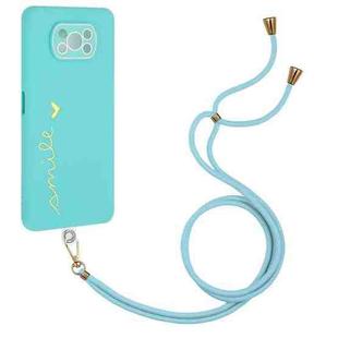 For Xiaomi Poco X3 / X3 Pro / X3 NFC Gilding Line TPU Phone Case with Strap(Light Blue)