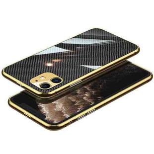 For iPhone 11 Carbon Brazed Stainless Steel Ultra Thin Protective Phone Case (Gold)