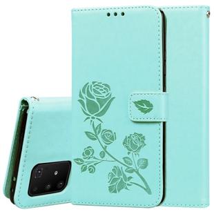 For Galaxy A91 / S10 Lite Rose Embossed Horizontal Flip PU Leather Case with Holder & Card Slots & Wallet(Green)