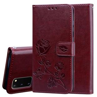 For Galaxy S20 Rose Embossed Horizontal Flip PU Leather Case with Holder & Card Slots & Wallet(Brown)