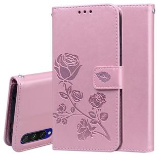 For Xiaomi Mi A3 Rose Embossed Horizontal Flip PU Leather Case with Holder & Card Slots & Wallet(Rose Gold)