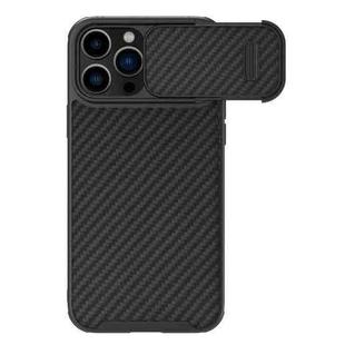 For iPhone 13 Pro Max NILLKIN Synthetic Fiber Camshield Phone Case (Black)