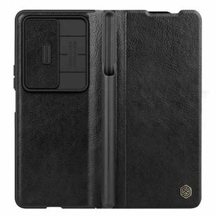 For Samsung Galaxy Z Fold4 5G NILLKIN QIN Series Pro Sliding Camera Cover Design Leather Phone Case(Black)