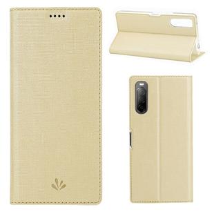 For Sony Xperia 10 II ViLi Shockproof TPU + PU Horizontal Flip Protective Case with Card Slot & Holder(Gold)