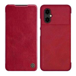 For Xiaomi Poco M4 5G NILLKIN QIN Series Crazy Horse Texture Leather Phone Case(Red)