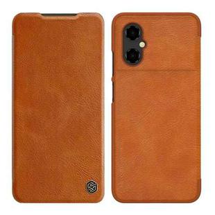 For Xiaomi Poco M4 5G NILLKIN QIN Series Crazy Horse Texture Leather Phone Case(Brown)