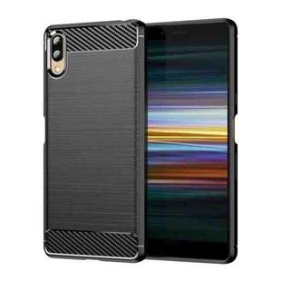 For Sony Xperia L3 Brushed Texture Carbon Fiber TPU Phone Case(Black)