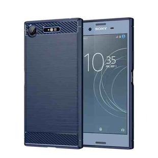 For Sony Xperia XZ1 Brushed Texture Carbon Fiber TPU Phone Case(Blue)