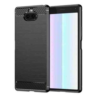 For Sony Xperia 8/8 Lite Brushed Texture Carbon Fiber TPU Phone Case(Black)