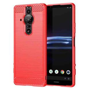 For Sony Xperia Pro-I Brushed Texture Carbon Fiber TPU Phone Case(Red)