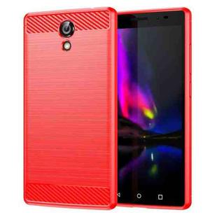 For Lenovo Phab2 Brushed Texture Carbon Fiber TPU Phone Case(Red)