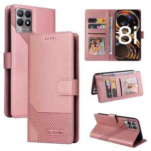 For Realme 8i GQUTROBE Skin Feel Magnetic Leather Phone Case(Rose Gold)