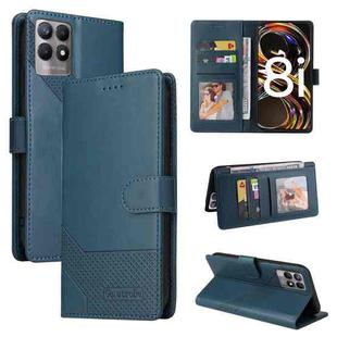 For Realme 8i GQUTROBE Skin Feel Magnetic Leather Phone Case(Blue)