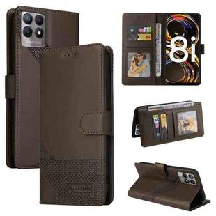 For Realme 8i GQUTROBE Skin Feel Magnetic Leather Phone Case(Brown)