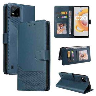 For Realme C20 GQUTROBE Skin Feel Magnetic Leather Phone Case(Blue)