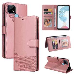 For Realme C21 GQUTROBE Skin Feel Magnetic Leather Phone Case(Rose Gold)