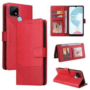 For Realme C21 GQUTROBE Skin Feel Magnetic Leather Phone Case(Red)