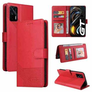 For Realme GT 5G GQUTROBE Skin Feel Magnetic Leather Phone Case(Red)