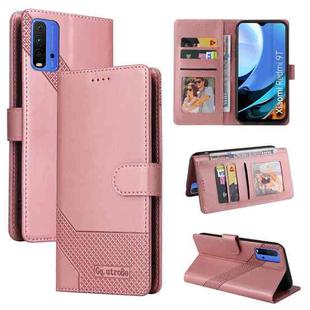 For Xiaomi Redmi 9T GQUTROBE Skin Feel Magnetic Leather Phone Case(Rose Gold)