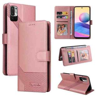 For Xiaomi Redmi Note 10 5G GQUTROBE Skin Feel Magnetic Leather Phone Case(Rose Gold)