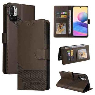 For Xiaomi Redmi Note 10 5G GQUTROBE Skin Feel Magnetic Leather Phone Case(Brown)