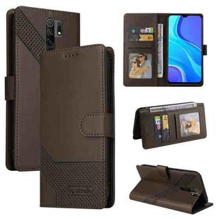 For Xiaomi Redmi 9 GQUTROBE Skin Feel Magnetic Leather Phone Case(Brown)