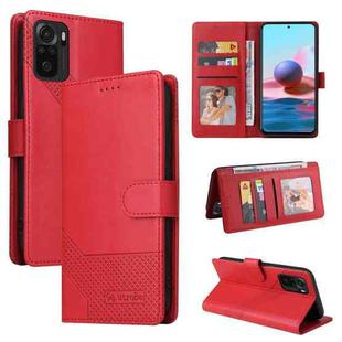 For Xiaomi Redmi Note 10 4G GQUTROBE Skin Feel Magnetic Leather Phone Case(Red)