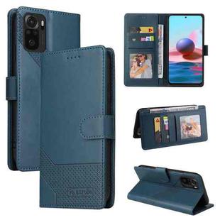 For Xiaomi Redmi Note 10 4G GQUTROBE Skin Feel Magnetic Leather Phone Case(Blue)