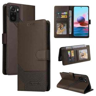 For Xiaomi Redmi Note 10 4G GQUTROBE Skin Feel Magnetic Leather Phone Case(Brown)