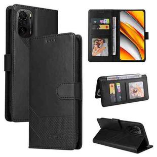 For Xiaomi Poco F3 GQUTROBE Skin Feel Magnetic Leather Phone Case(Black)