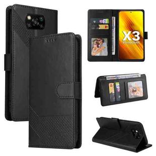 For Xiaomi Poco X3 NFC GQUTROBE Skin Feel Magnetic Leather Phone Case(Black)