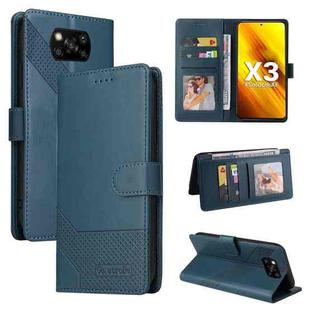 For Xiaomi Poco X3 NFC GQUTROBE Skin Feel Magnetic Leather Phone Case(Blue)