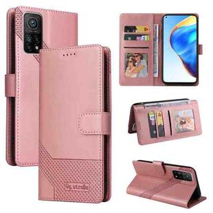 For Xiaomi Mi 10T Pro GQUTROBE Skin Feel Magnetic Leather Phone Case(Rose Gold)