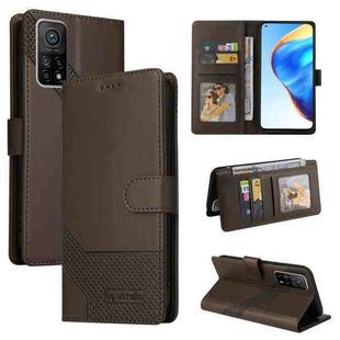 For Xiaomi Mi 10T Pro GQUTROBE Skin Feel Magnetic Leather Phone Case(Brown)