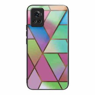 For OnePlus Ace Abstract Marble Pattern Glass Protective Case(Rhombus Gradient)
