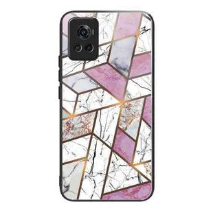 For OnePlus Ace Abstract Marble Pattern Glass Protective Case(Rhombus White Purple)