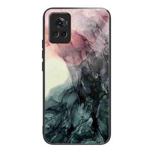 For OnePlus Ace Abstract Marble Pattern Glass Protective Case(Abstract Black)