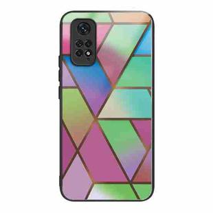 For Xiaomi Redmi Note 11 4G Abstract Marble Pattern Glass Protective Case(Rhombus Gradient)