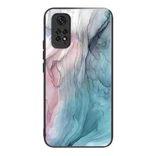 For Xiaomi Redmi Note 11 4G Abstract Marble Pattern Glass Protective Case(Abstract Gray)