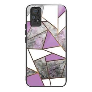 For Xiaomi Redmi Note 11 Pro 4G Abstract Marble Pattern Glass Protective Case(Rhombus Gray Purple)