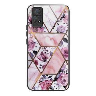 For Xiaomi Redmi Note 11 Pro 4G Abstract Marble Pattern Glass Protective Case(Rhombus Rose)