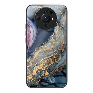 For Xiaomi 12S Ultra Abstract Marble Pattern Glass Protective Case(Abstract Gold)