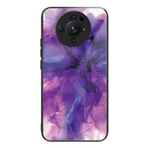 For Xiaomi 12S Ultra Abstract Marble Pattern Glass Protective Case(Abstract Purple)
