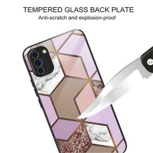 For Huawei Nova 10 Abstract Marble Pattern Glass Protective Case(Rhombus Orange Purple)