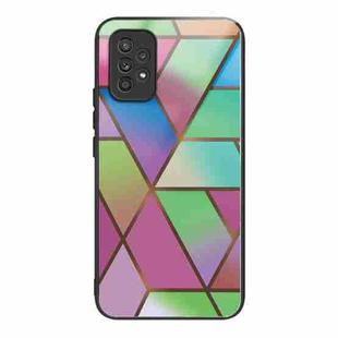 For Samsung Galaxy A33 5G Abstract Marble Pattern Glass Protective Case(Rhombus Gradient)