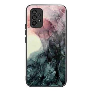 For Samsung Galaxy A53 5G Abstract Marble Pattern Glass Protective Case(Abstract Black)