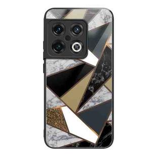 For OnePlus 10 Pro Abstract Marble Pattern Glass Protective Case(Rhombus Golden)